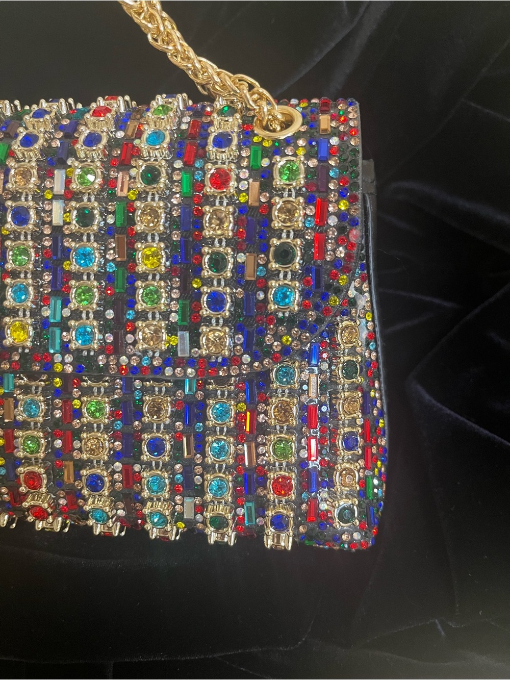 LaurenLorraine Celine Jeweled Shoulder Crossbody Bag Multicolor Chain Strap - Picture 3 of 14